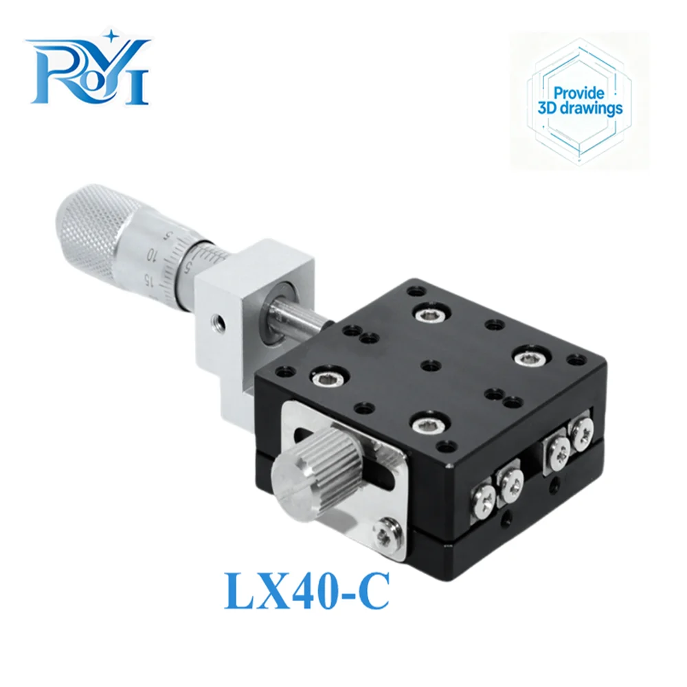 X Axis 40mm LX40-L LX40-C LX40-R Knob Micrometer Sliding stage Cross Guide Rail Type Platform Manual Displacement Sliding Table
X Axis 40mm LX40-L LX40-C LX40-R Knob Micrometer Sliding stage Cross Guide Rail Type Platform Manual Displacement Sliding Table