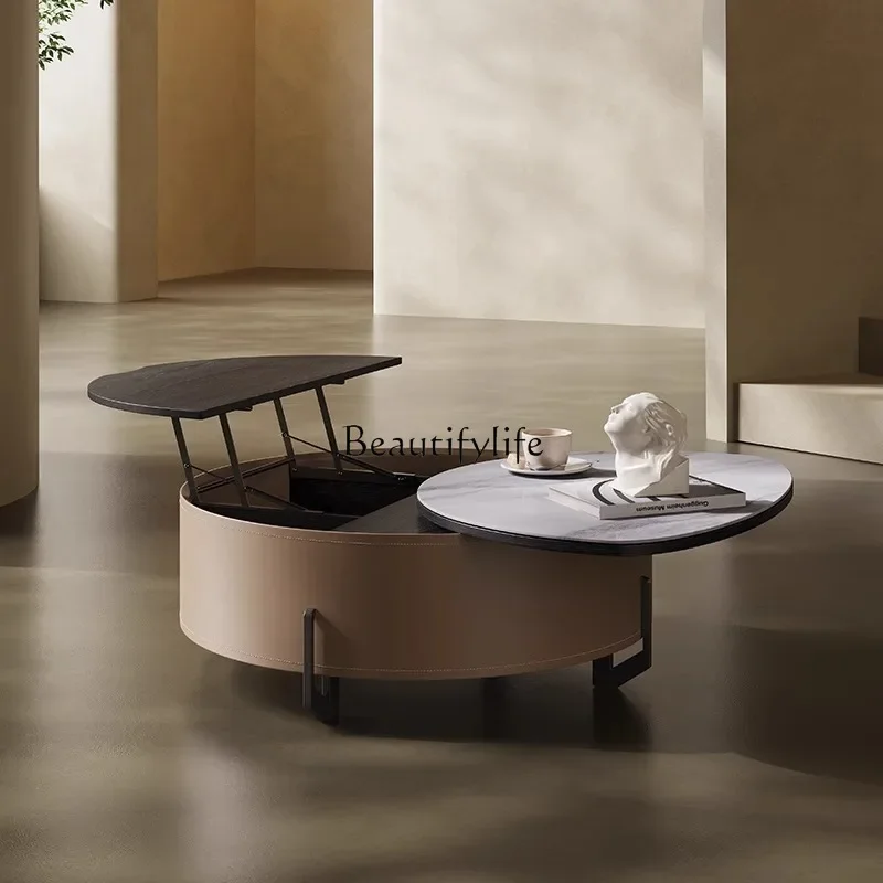 pg45Italian minimalist round coffee table household living room lifting storage multi-functional rotatable modern marble
pg45Italian minimalist round coffee table household living room lifting storage multi-functional rotatable modern marble