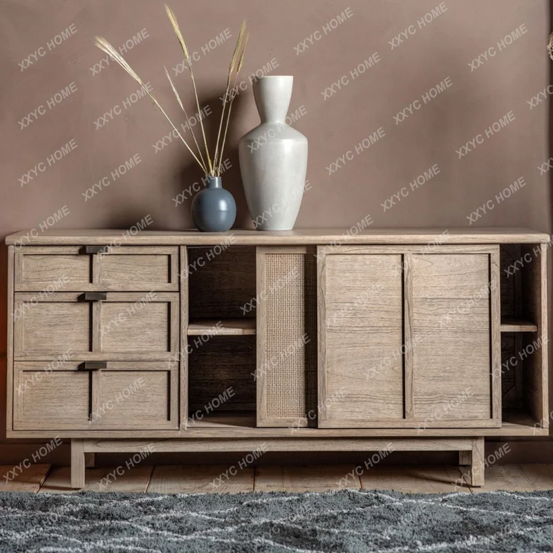 country style solid wood braided rattan dining side cabinet living room storage cabinet
country style solid wood braided rattan dining side cabinet living room storage cabinet