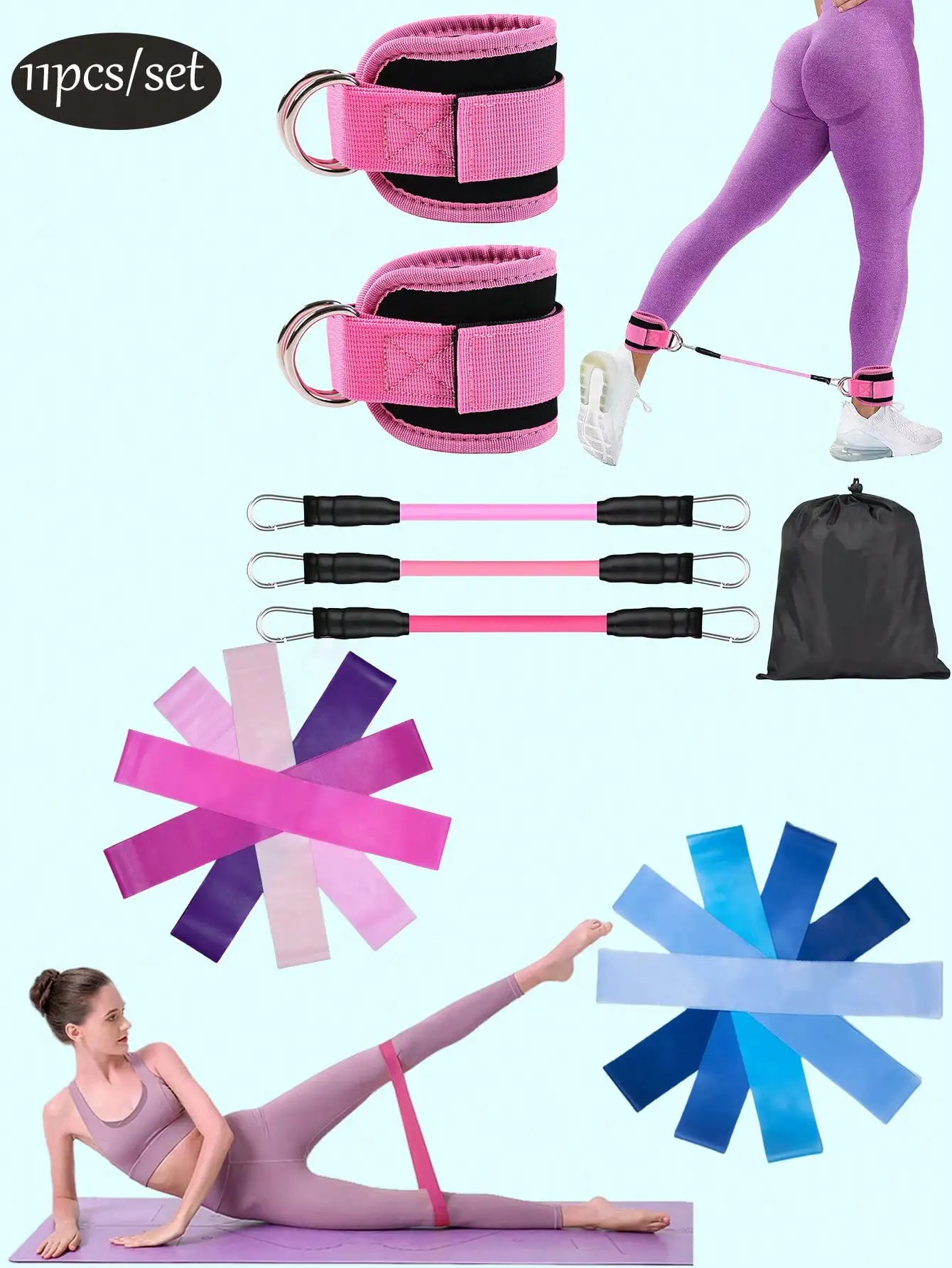 11pieces/6pieces-Ankle Resistance Bands, Ankle Bands With Cuffs, Resistance Bands For Leg And Butt Training, Ankle Bands With Exercise Bands,5 Color Gradient Resistance Ring Exercise Bands, Suitable For Women's Fitness Home Gyms, Mini Exercise Bands For L
11pieces/6pieces-Ankle Resistance Bands, Ankle Bands With Cuffs, Resistance Bands For Leg And Butt Training, Ankle Bands With Exercise Bands,5 Color Gradient Resistance Ring Exercise Bands, Suitable For Women's Fitness Home Gyms, Mini Exercise Bands For L
