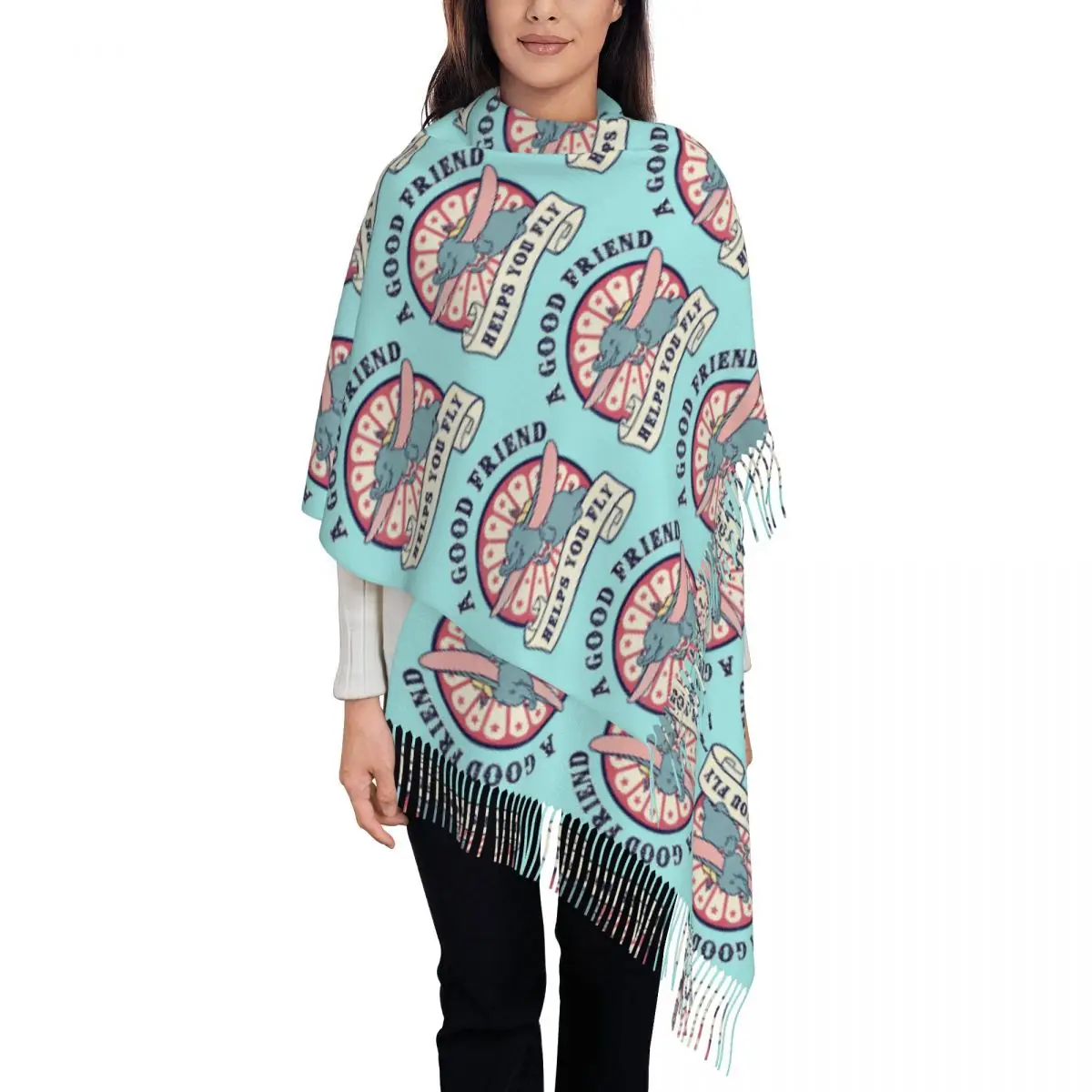 Custom Lady Long Dumbo A Good Friend Helps You Fly Scarves Women Winter Soft Warm Tassel Shawl Wraps Scarf
Custom Lady Long Dumbo A Good Friend Helps You Fly Scarves Women Winter Soft Warm Tassel Shawl Wraps Scarf