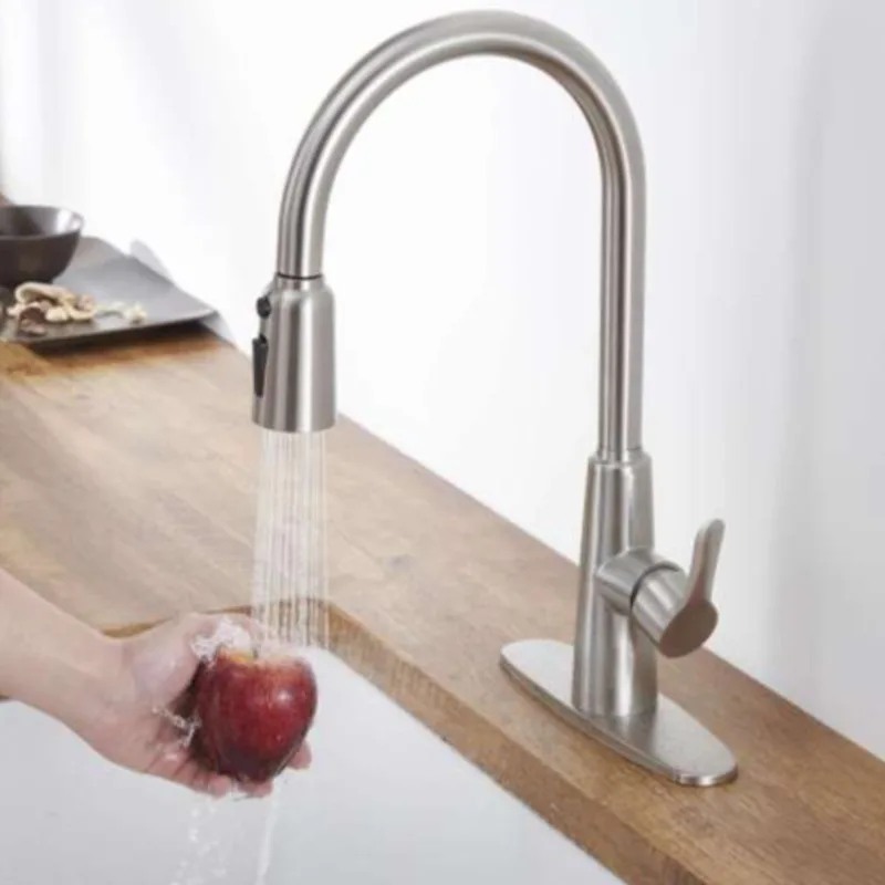 Stainless Steel High Arc Kitchen Faucet Brushed Nickel Pull Out Sprayer 3 Way Setting Single Handle Leak Proof Sink Fixture
Stainless Steel High Arc Kitchen Faucet Brushed Nickel Pull Out Sprayer 3 Way Setting Single Handle Leak Proof Sink Fixture