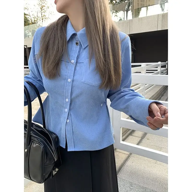 Waist Corduroy Long Sleeves Shirt Sweet Velvet Women Office Lady Solid Oversized Shirts for Women Autumn Spring Winter C1027
Waist Corduroy Long Sleeves Shirt Sweet Velvet Women Office Lady Solid Oversized Shirts for Women Autumn Spring Winter C1027