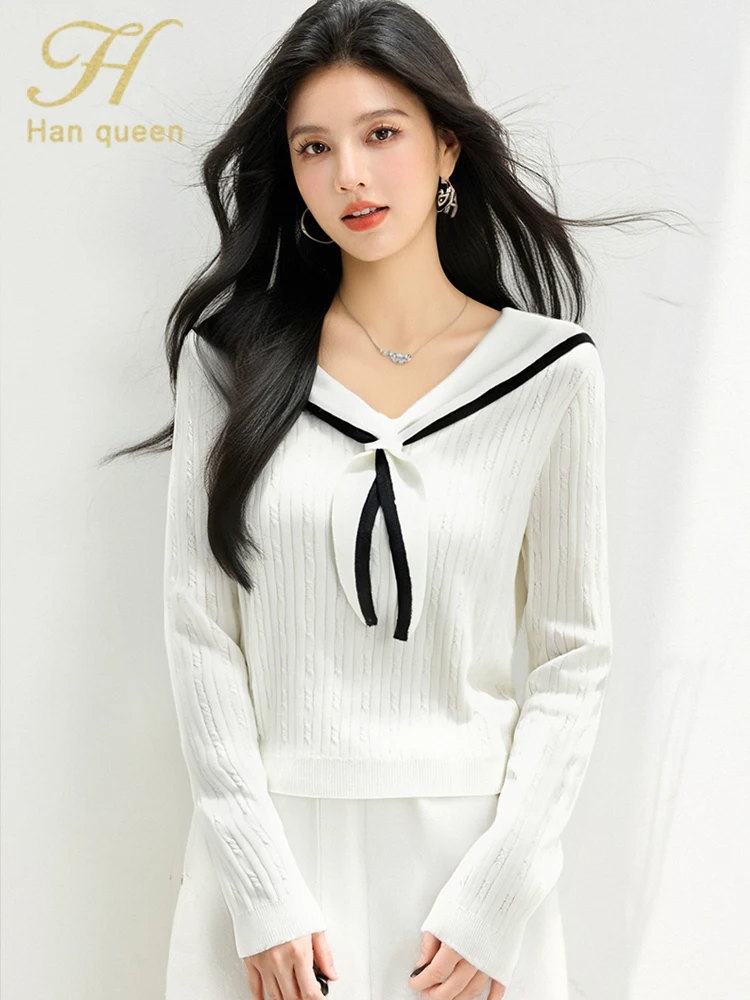 H Han Queen 2025 Autumn Winner Clothes Woman Navy Leader Color block Loose Casual Tops Basic Knitwear Korean Pullovers Sweaters
H Han Queen 2025 Autumn Winner Clothes Woman Navy Leader Color block Loose Casual Tops Basic Knitwear Korean Pullovers Sweaters