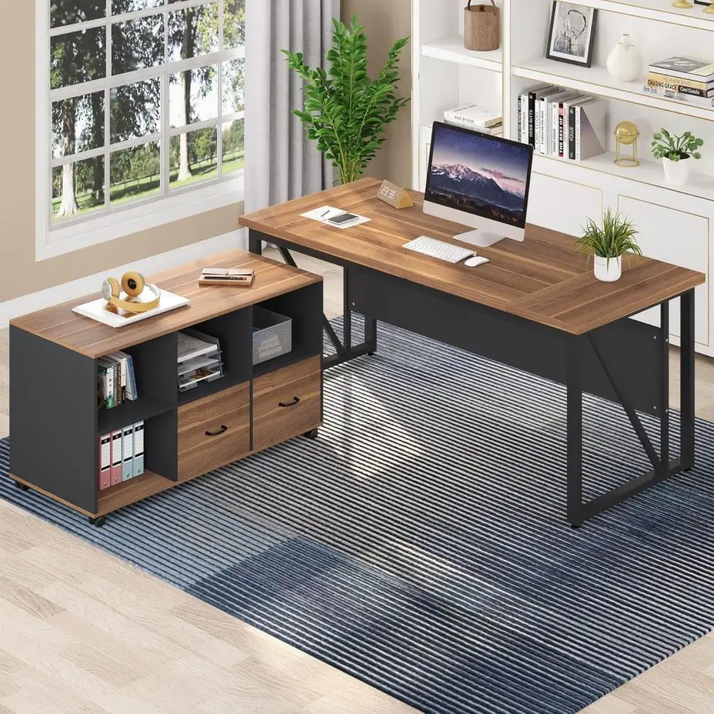 Tribesigns 63-Inch Executive Desk with 47-Inch Mobile File Cabinet, Large Home Office Desk with Drawers and Storage Shel
Tribesigns 63-Inch Executive Desk with 47-Inch Mobile File Cabinet, Large Home Office Desk with Drawers and Storage Shel
