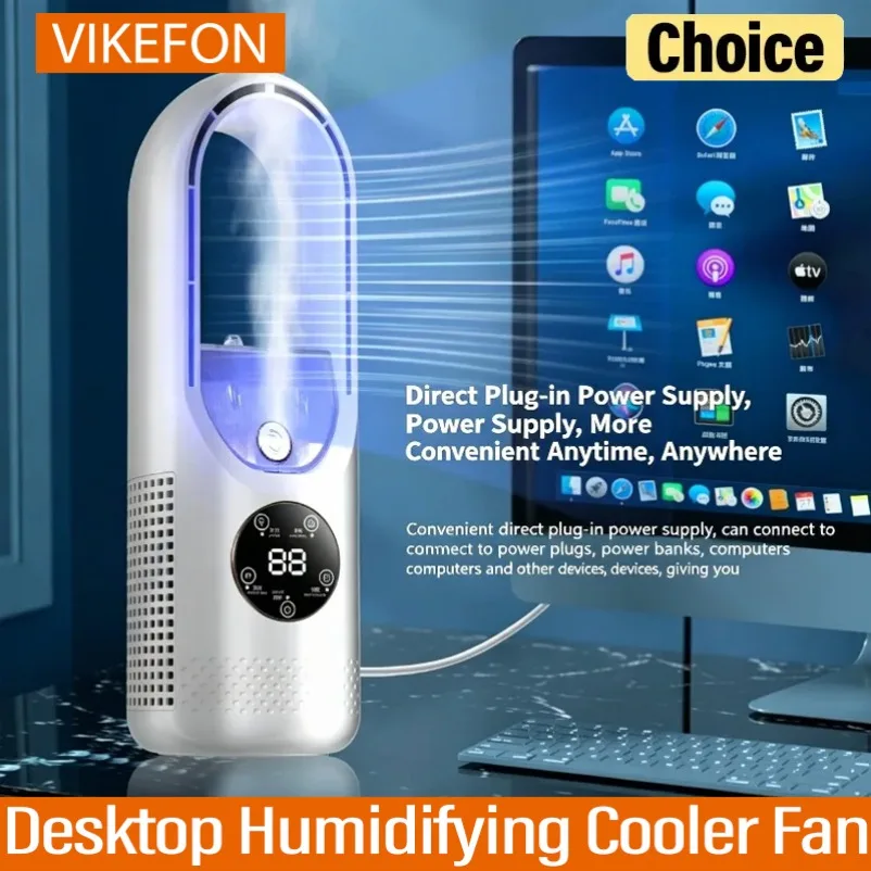 Wide Angle Circulation Desktop Cooler Fan With Atomization Humidification Light Multi Speed Timing USB Supply For Office Bedroom
Wide Angle Circulation Desktop Cooler Fan With Atomization Humidification Light Multi Speed Timing USB Supply For Office Bedroom