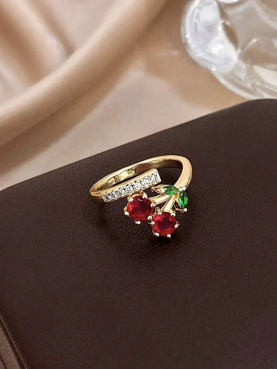 Cherry Open Ring For Women With Red Zirconia And Green Stones Boho Statement Jewelry
Cherry Open Ring For Women With Red Zirconia And Green Stones Boho Statement Jewelry
