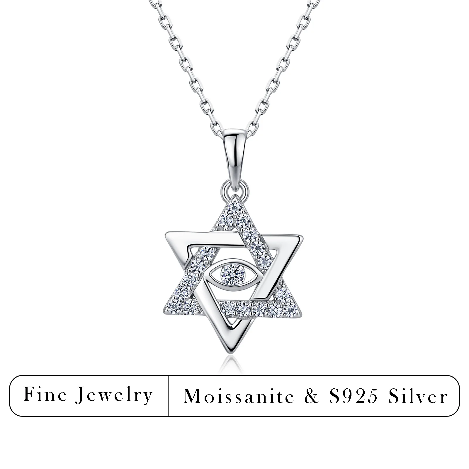 0.33CTW Moissanite Star of David Pendant Necklace 925 Sterling Silver Evil Eye Sparkling Necklace for Women Daily Wear
0.33CTW Moissanite Star of David Pendant Necklace 925 Sterling Silver Evil Eye Sparkling Necklace for Women Daily Wear