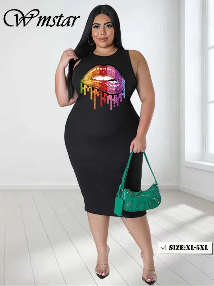 Wmstar Plus Size Dress for Women Clothing Summer Lip Print Bodycon Stretch Elegant Maxi Dresses Women Wholesale Dropshiping
Wmstar Plus Size Dress for Women Clothing Summer Lip Print Bodycon Stretch Elegant Maxi Dresses Women Wholesale Dropshiping