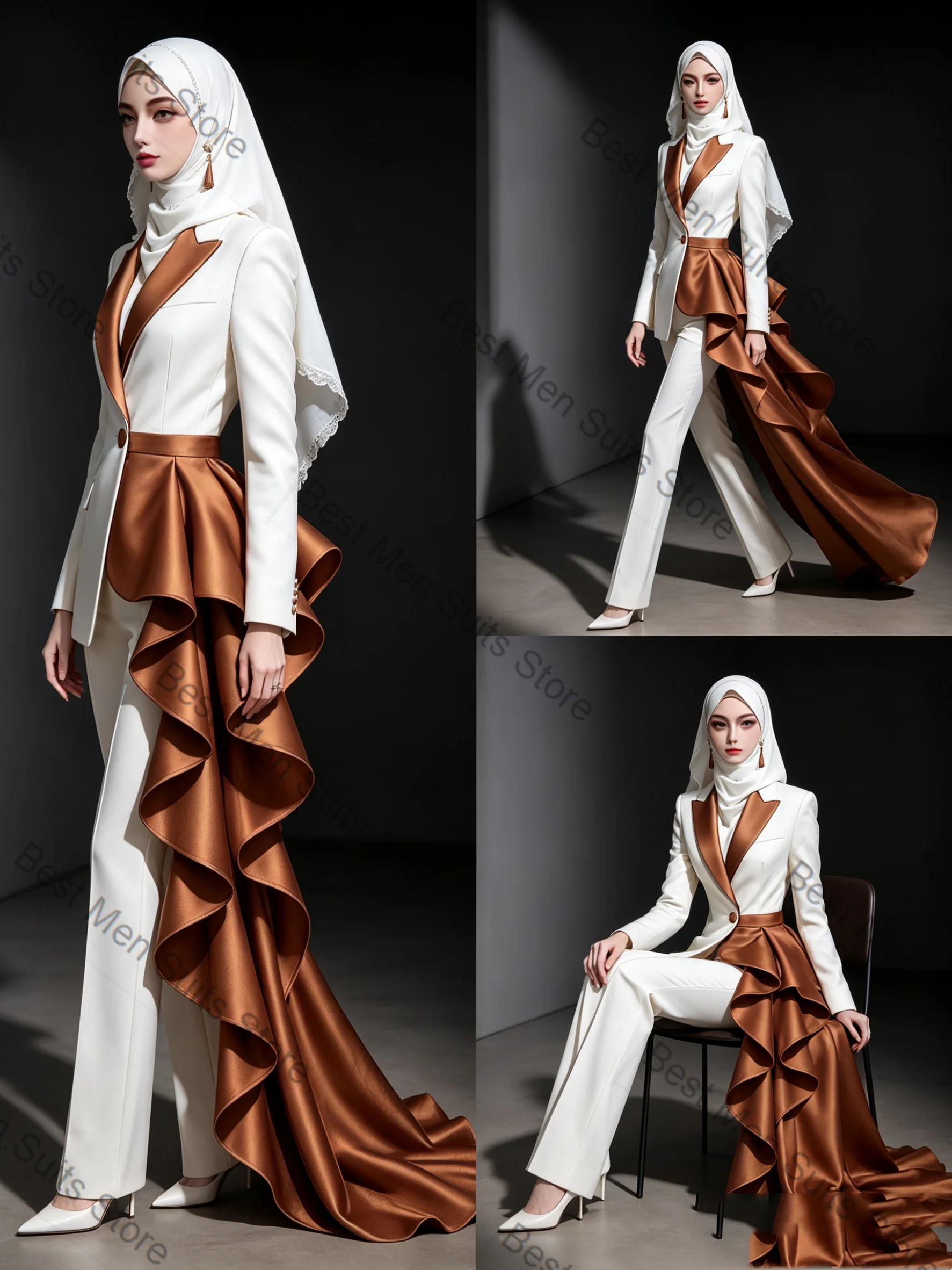 White Brown Women Suit Set 2 Pcs Blazer+Pants Ruffles Train Spring Formal Office Lady Jacket Customized Wedding Guest Coat
White Brown Women Suit Set 2 Pcs Blazer+Pants Ruffles Train Spring Formal Office Lady Jacket Customized Wedding Guest Coat