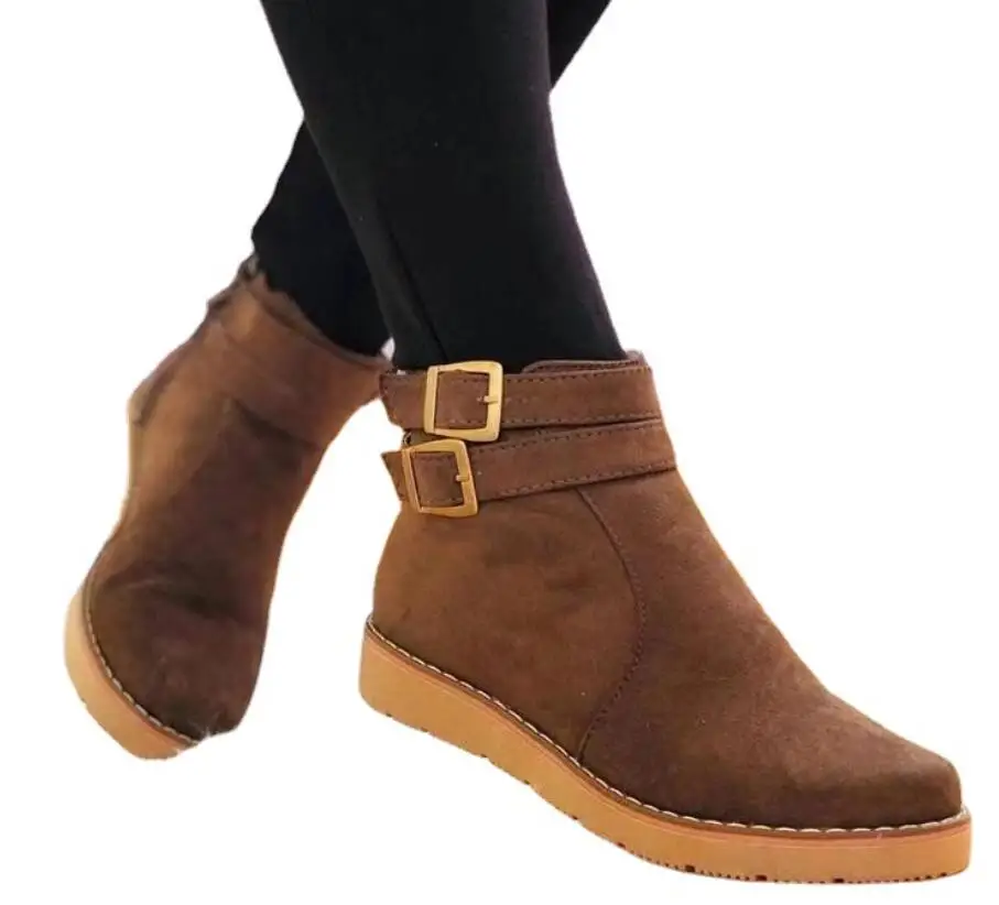 New Fashion Autumn Winter Women Snow Flock Fur Women's Suede Ankle Boots Flat Ladies Warm Shoes Belt buckle women's boots Large
New Fashion Autumn Winter Women Snow Flock Fur Women's Suede Ankle Boots Flat Ladies Warm Shoes Belt buckle women's boots Large