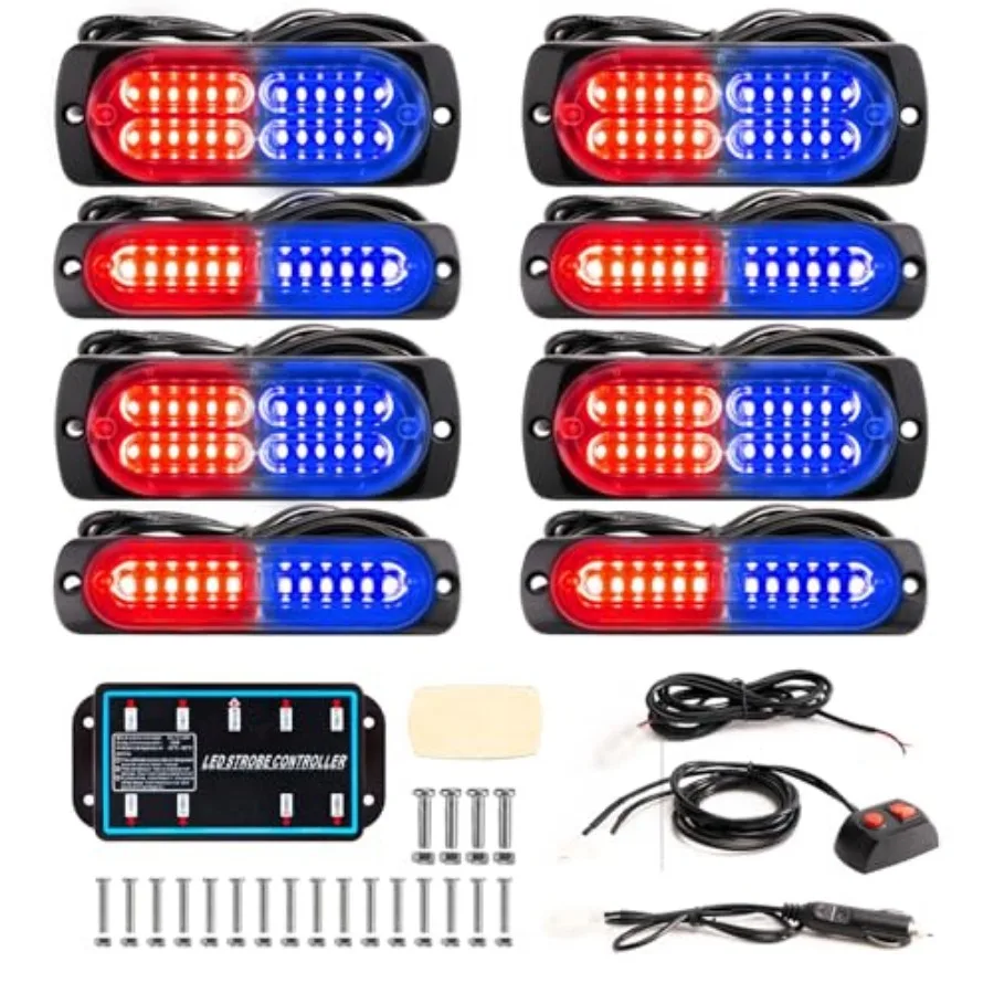 8-pcs Sync Feature LED Emergency Strobe Lights Ultra Slim Grille Surface Mount Flashing Warning Hazard Light Bar w/Controller f
8-pcs Sync Feature LED Emergency Strobe Lights Ultra Slim Grille Surface Mount Flashing Warning Hazard Light Bar w/Controller f