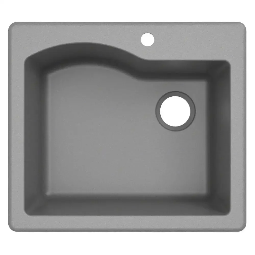 Granite Kitchen Sink 25" Dual Mount Single Bowl Grey Resistant to Scratches Stains 80% Quartz Durable Real Stone Feel Easy
Granite Kitchen Sink 25" Dual Mount Single Bowl Grey Resistant to Scratches Stains 80% Quartz Durable Real Stone Feel Easy