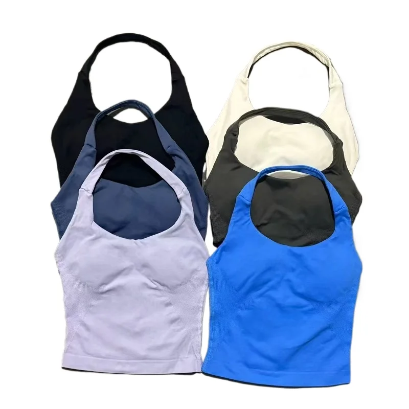NEW 2026 Sports Gym Halter Top Woman Seamless Yoga Tank Removable Chest Pad Push-up Sports Vest Fitness Workout Running Tops
NEW 2026 Sports Gym Halter Top Woman Seamless Yoga Tank Removable Chest Pad Push-up Sports Vest Fitness Workout Running Tops