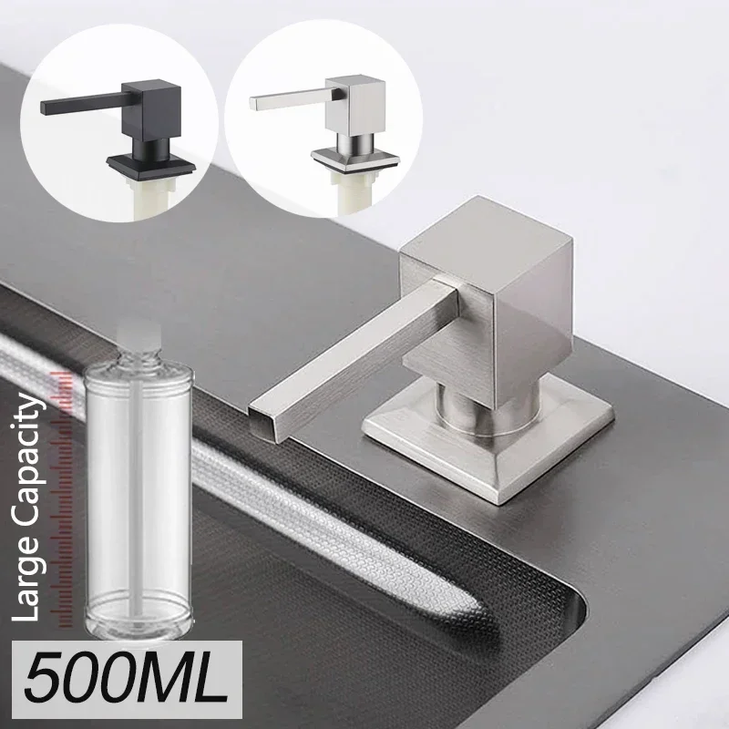 Square Stainless Steel Pump Head Large Capacity 500ml Kitchen Brushed Nickel Soap Dispenser Liquid Soap Dispenser Kitchen sink
Square Stainless Steel Pump Head Large Capacity 500ml Kitchen Brushed Nickel Soap Dispenser Liquid Soap Dispenser Kitchen sink
