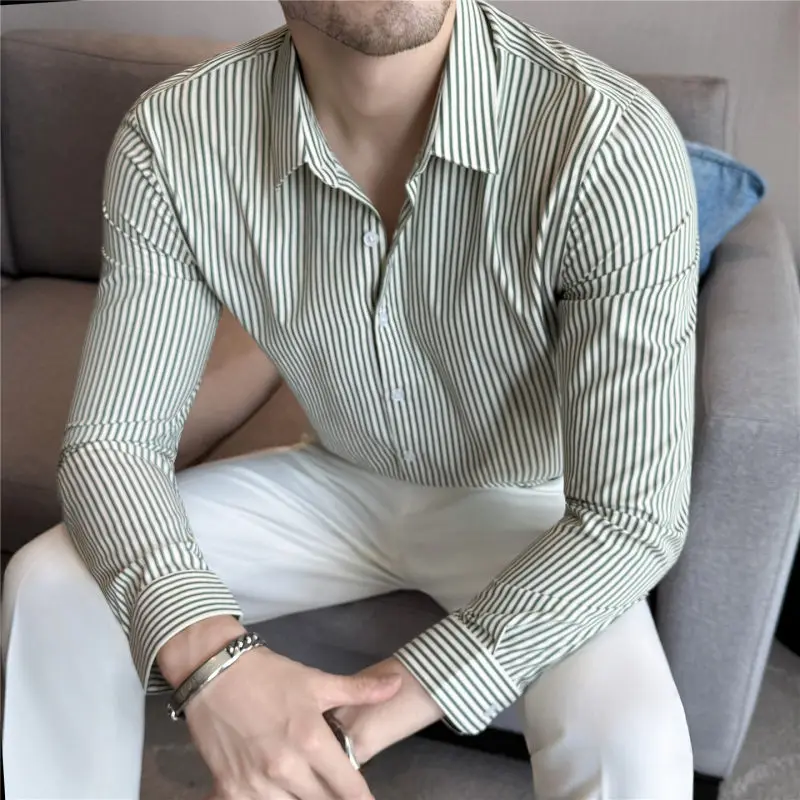 Spring Busin Casual Slim Fit Men's irt Long Sve Anti-Wrinkle No-Iron Striped Inner Wear Cotton Polyester Blend
Spring Busin Casual Slim Fit Men's irt Long Sve Anti-Wrinkle No-Iron Striped Inner Wear Cotton Polyester Blend