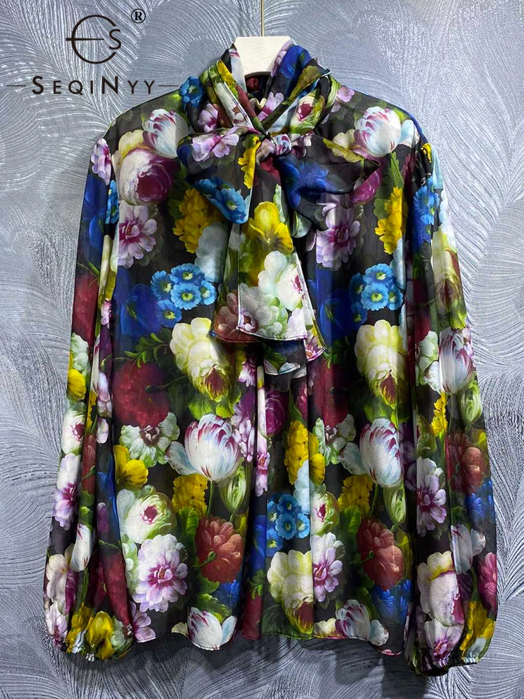 SEQINYY Elegant Chiffon Blouse Summer Spring New Fashion Design Women Runway High Quality 100% Silk Vintage Sicily Flower Print
SEQINYY Elegant Chiffon Blouse Summer Spring New Fashion Design Women Runway High Quality 100% Silk Vintage Sicily Flower Print