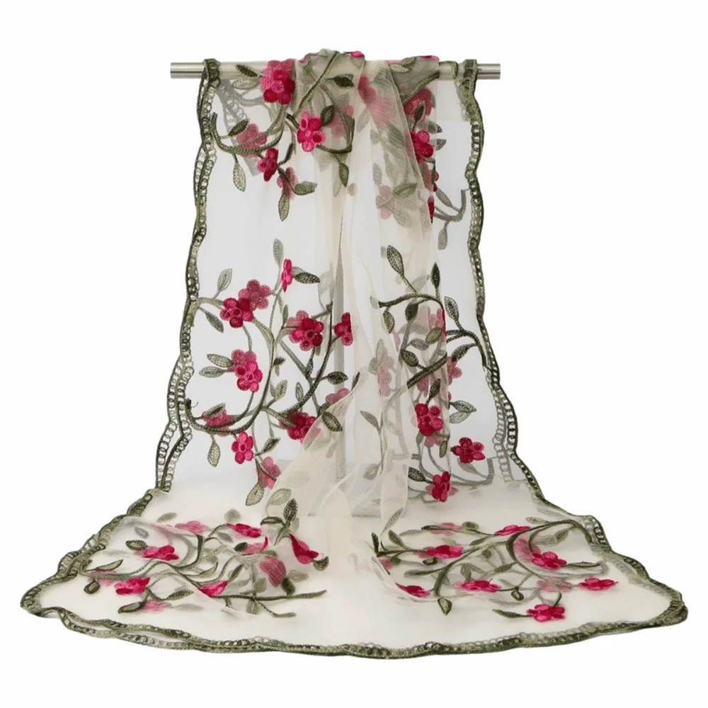 Elegant Embroidered Flower Women's Scarf Shawl Breathable Dustproof Beach Headband Sun Protection Wrap Spring and Summer
Elegant Embroidered Flower Women's Scarf Shawl Breathable Dustproof Beach Headband Sun Protection Wrap Spring and Summer