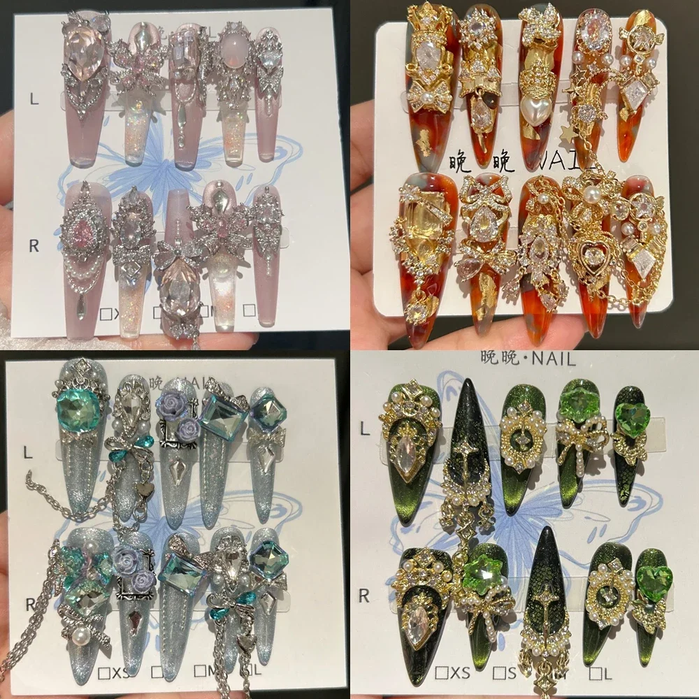 10Pcs Handmade Gothic Lolita Press On Nails Light Luxury Diamond 3D Shining Butterflies Pearls Press On Princess Nails Wedding
10Pcs Handmade Gothic Lolita Press On Nails Light Luxury Diamond 3D Shining Butterflies Pearls Press On Princess Nails Wedding