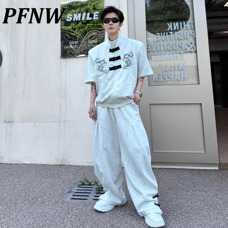 PFNW Men's Two-piece Dragon Pattern Knot Button Embroidery Design Short Sleeve Jacket Casual Pants New Fashion Male Set 28W3259
PFNW Men's Two-piece Dragon Pattern Knot Button Embroidery Design Short Sleeve Jacket Casual Pants New Fashion Male Set 28W3259