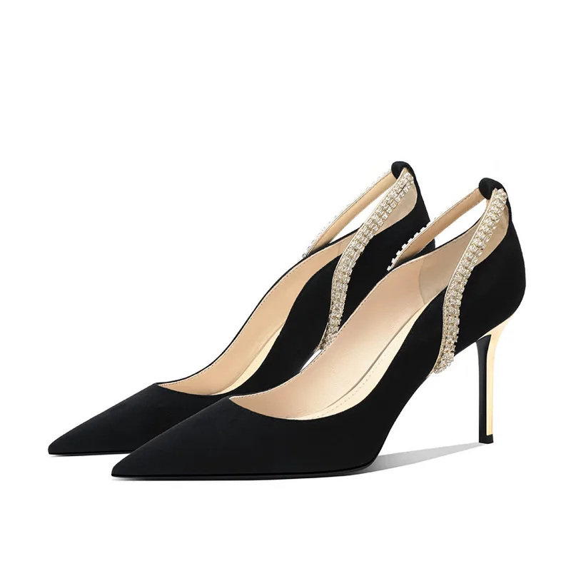 2025 New French Rhinestone Black High Heels Pointed Toe Hollow Out Women Dress Shoes
2025 New French Rhinestone Black High Heels Pointed Toe Hollow Out Women Dress Shoes