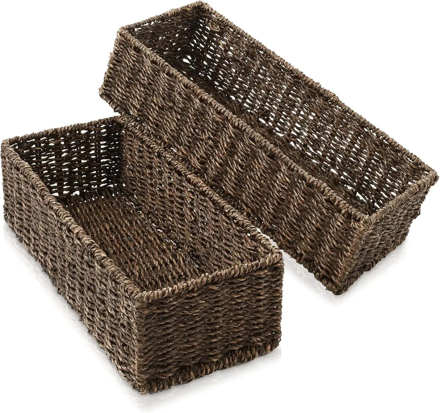 Set of 2 Seagrass Bathroom Storage Baskets with Handwoven Design for Toilet Tank Topper Organizing Tissues and Toiletries
Set of 2 Seagrass Bathroom Storage Baskets with Handwoven Design for Toilet Tank Topper Organizing Tissues and Toiletries