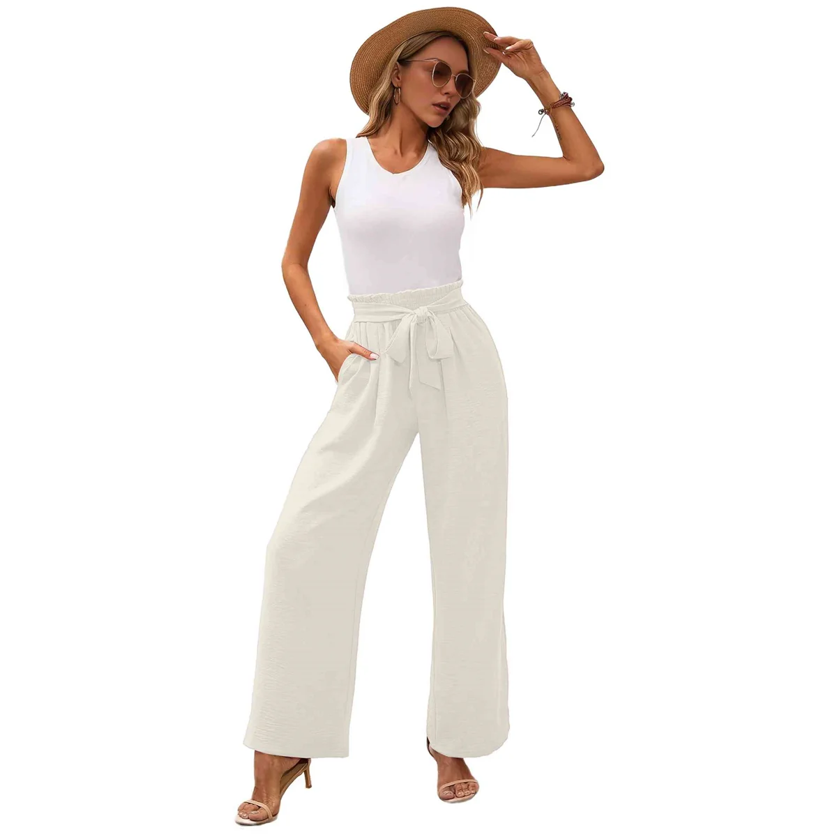 Women'S Wide Leg Lounge Pants with Pockets Lightweight High Waisted Adjustable Tie Knot Loose Trousers
Women'S Wide Leg Lounge Pants with Pockets Lightweight High Waisted Adjustable Tie Knot Loose Trousers