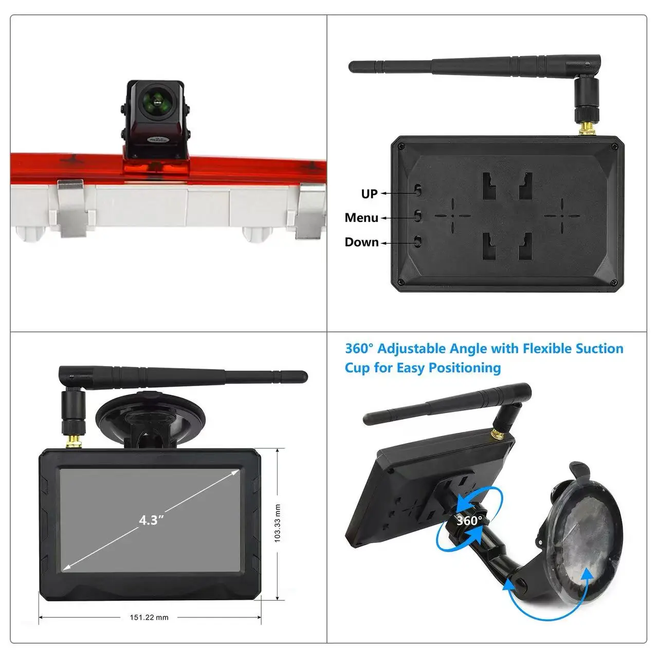 The high-hanging brake light camera, rear view reversing image camera, Mercedes-Benz Vito with a 4.3-inch wireless display
The high-hanging brake light camera, rear view reversing image camera, Mercedes-Benz Vito with a 4.3-inch wireless display