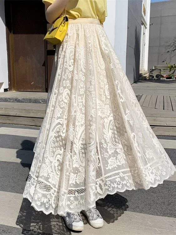 High Waist Hollow out Lace Trim Skirt Color A-Line Skirt Street Sle f Body Skirt for Young Women in Summer
High Waist Hollow out Lace Trim Skirt Color A-Line Skirt Street Sle f Body Skirt for Young Women in Summer