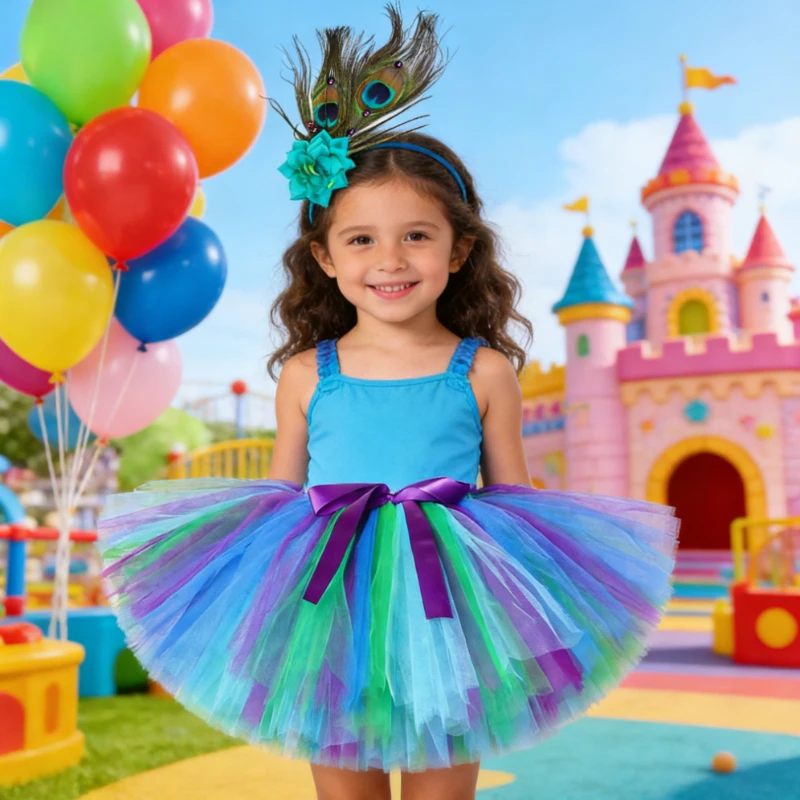 Flower Peacock Feathers Tutu Skirt for Girls Halloween Birthday Costumes Princess Ball Gown for Kids Fluffy Ballet Tutus Outfit
Flower Peacock Feathers Tutu Skirt for Girls Halloween Birthday Costumes Princess Ball Gown for Kids Fluffy Ballet Tutus Outfit