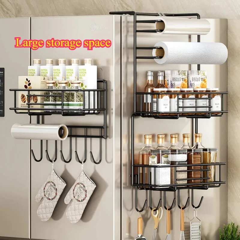 Refrigerator Side Storage Rack, Large-Capacity Kitchen Spice Organizer, Multi-Layer Hanging Shelf for Plastic Wrap & Bottles
Refrigerator Side Storage Rack, Large-Capacity Kitchen Spice Organizer, Multi-Layer Hanging Shelf for Plastic Wrap & Bottles