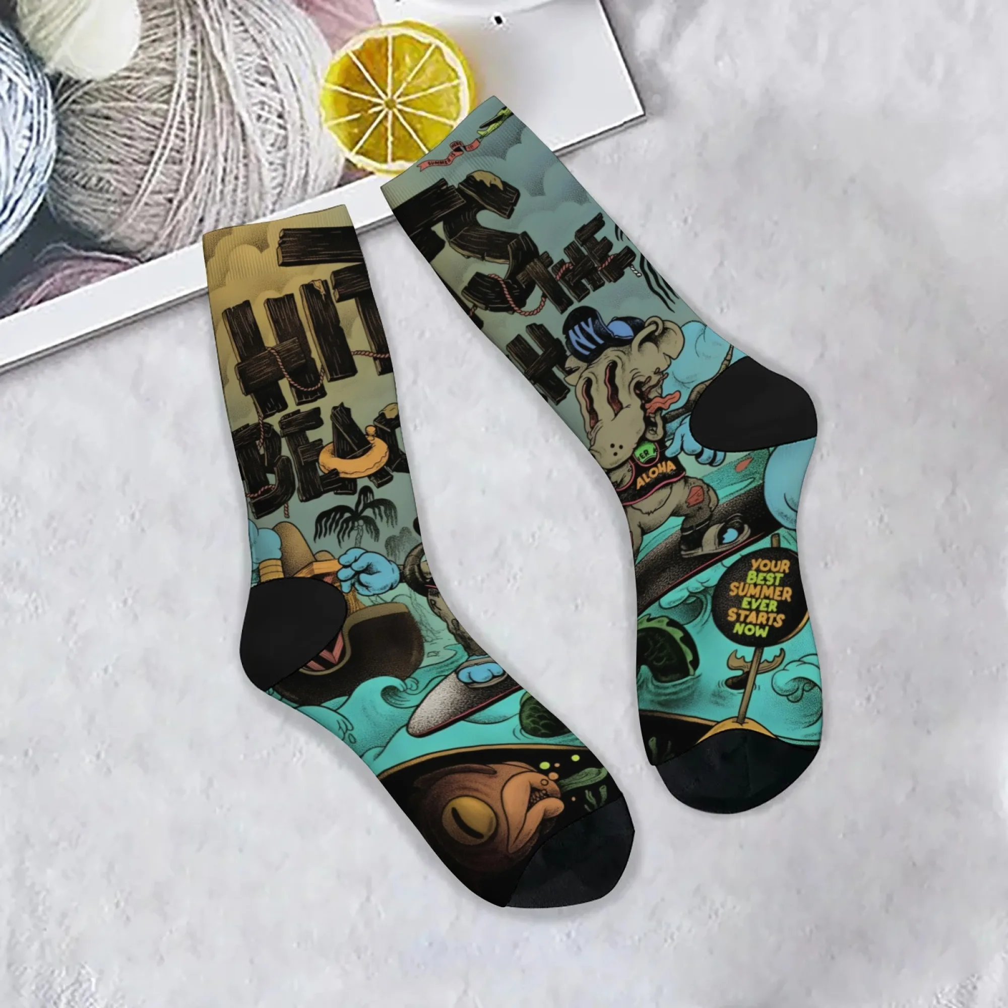 Американские ретро пляжные носки для серфинга с собакой зомби, орехи до середины икры, пляжные уличные художественные уникальные модные носки для мужчин и женщин
Американские ретро пляжные носки для серфинга с собакой зомби, орехи до середины икры, пляжные уличные художественные уникальные модные носки для мужчин и женщин