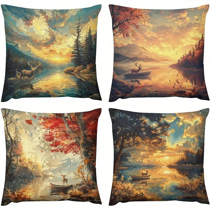 Home Decor Deer by Lake Sunset Landscape Pillow Covers Pattern Cushion Cover Suitable for Sofa Bedroom Car Pillow Cover
Home Decor Deer by Lake Sunset Landscape Pillow Covers Pattern Cushion Cover Suitable for Sofa Bedroom Car Pillow Cover