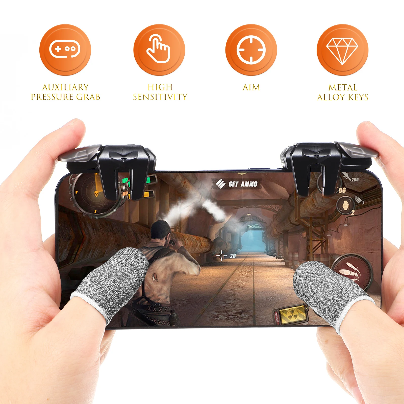 1 set Six-Finger Key Finger Sleeves Mobile Game Controller Anti-Sweat Thumb Protectors For Phone Gaming Zinc Alloy Handheld
1 set Six-Finger Key Finger Sleeves Mobile Game Controller Anti-Sweat Thumb Protectors For Phone Gaming Zinc Alloy Handheld