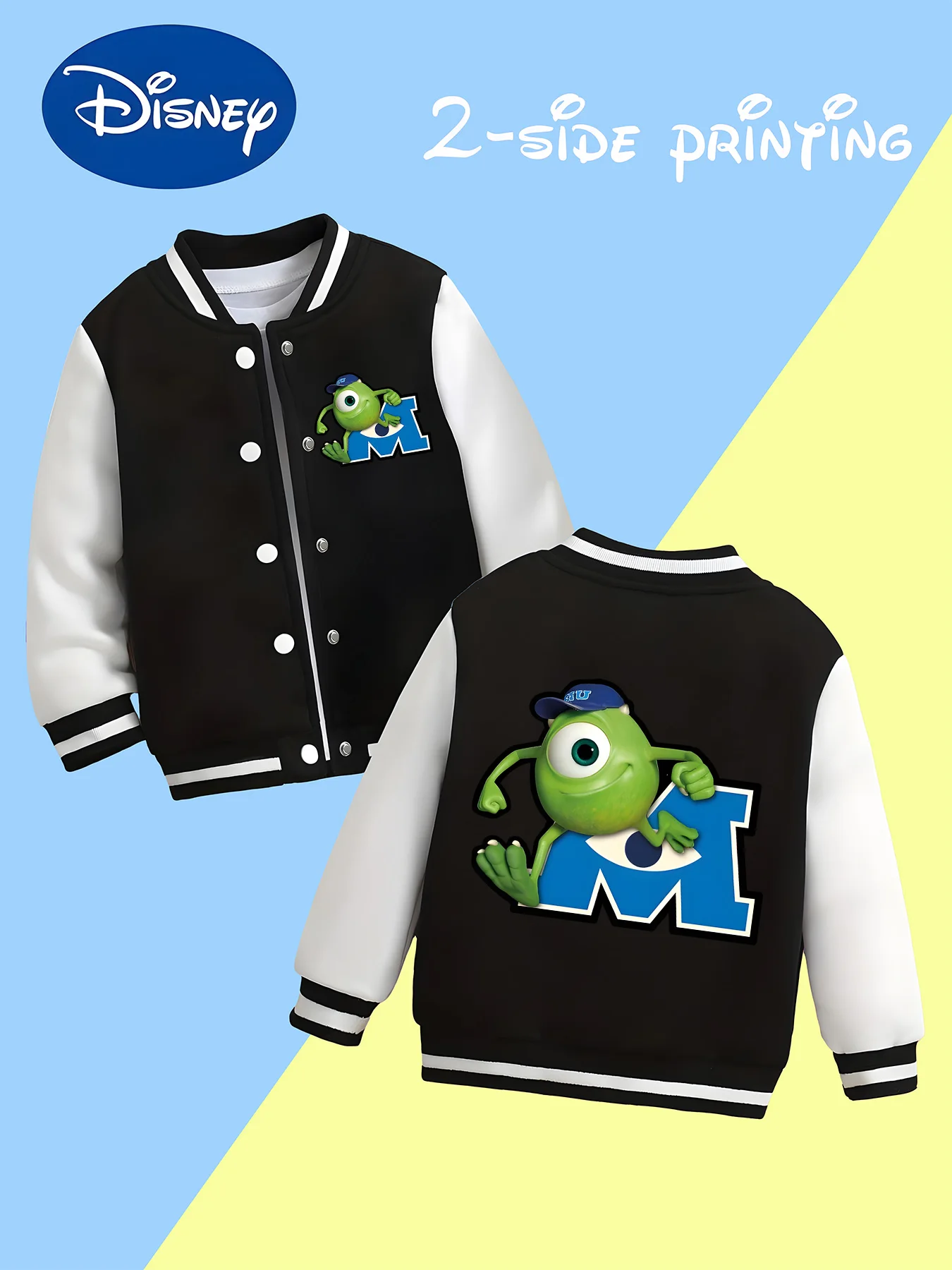 MINISO Disney Monsters, Inc. Boys' Baseball Jacket - Double-sided print, soft fabric for versatile comfort and versatility
MINISO Disney Monsters, Inc. Boys' Baseball Jacket - Double-sided print, soft fabric for versatile comfort and versatility