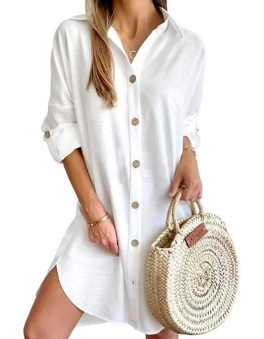 Women's Solid Color Dress 2024 Spring Summer Latest Commuting Style Casual Long Sleeved Polo Button Up Shirt Dress Short Skirt
Women's Solid Color Dress 2024 Spring Summer Latest Commuting Style Casual Long Sleeved Polo Button Up Shirt Dress Short Skirt
