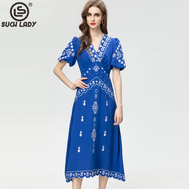 Women's Runway Dresses Sexy V Neck Short Sleeves Embroidery Floral Fashion Casual Mid Vestidos
Women's Runway Dresses Sexy V Neck Short Sleeves Embroidery Floral Fashion Casual Mid Vestidos