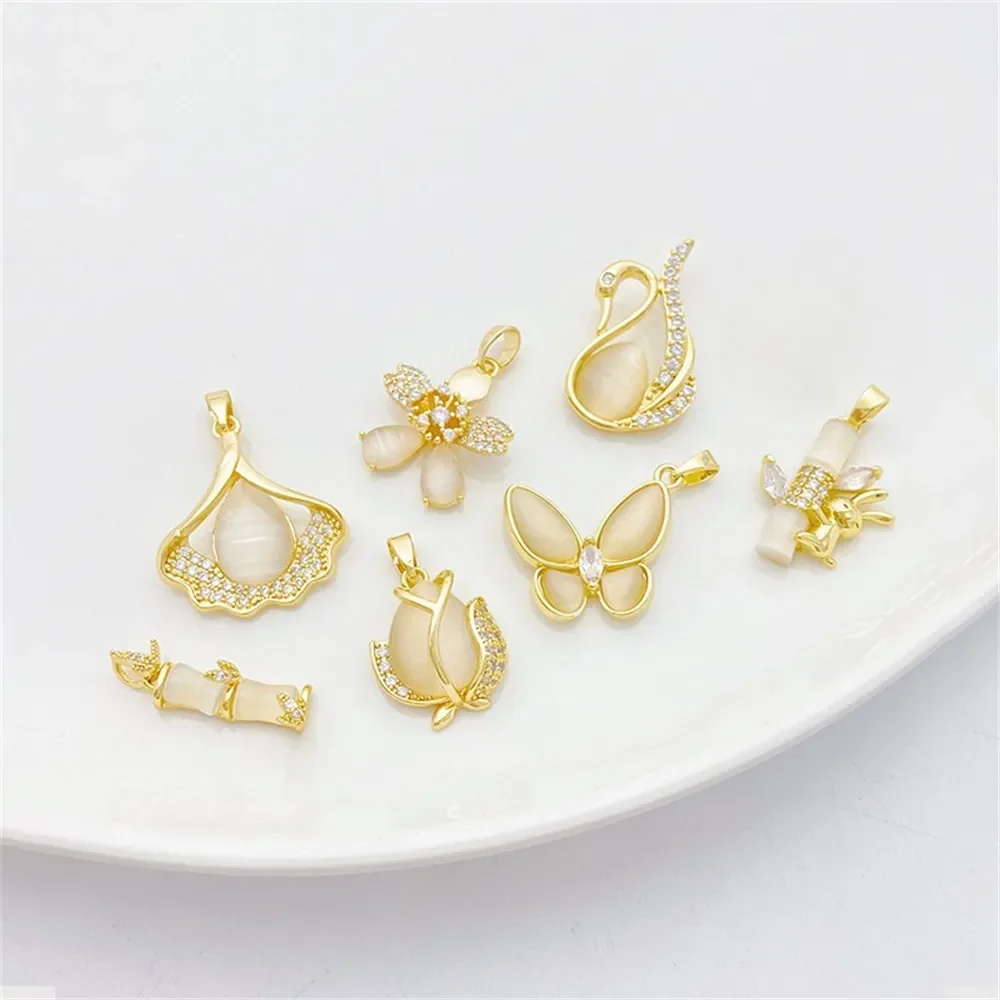 18K Gold Preserved Color Set Zirconia Cat Eye Stone Butterfly Bamboo Knot Swan Pendant Handmade DIY Bracelet Necklace Accessorie
18K Gold Preserved Color Set Zirconia Cat Eye Stone Butterfly Bamboo Knot Swan Pendant Handmade DIY Bracelet Necklace Accessorie
