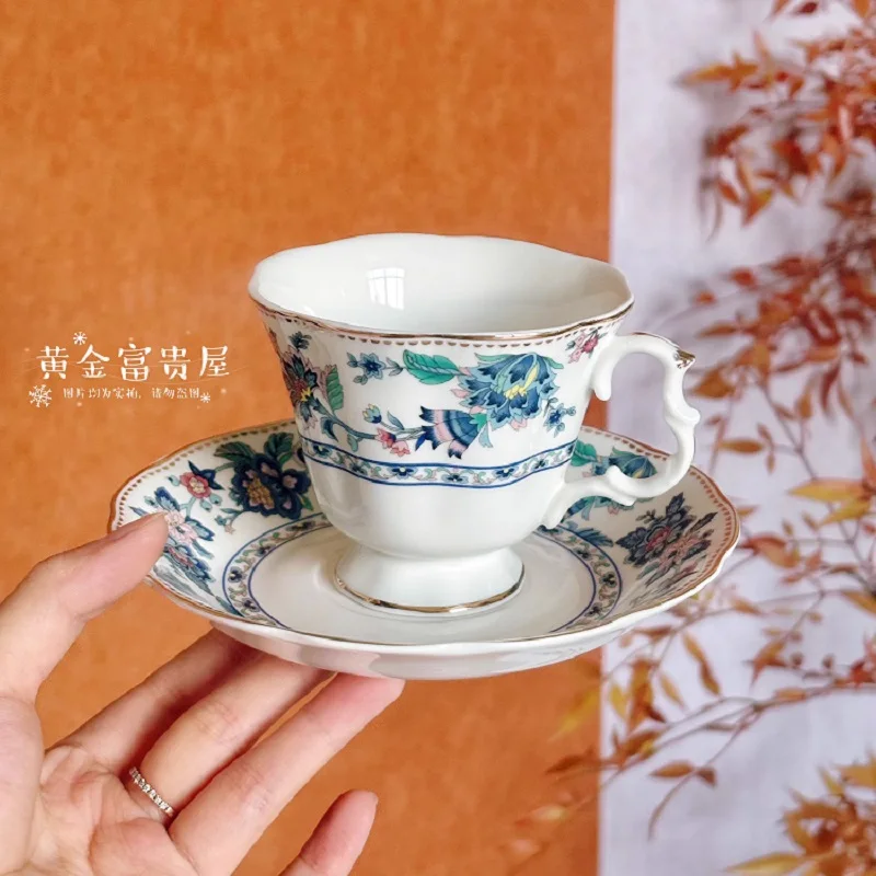Bone china retro palace style ceramic coffee cup plate Bone china afternoon tea cup plate High foot single handle cup
Bone china retro palace style ceramic coffee cup plate Bone china afternoon tea cup plate High foot single handle cup