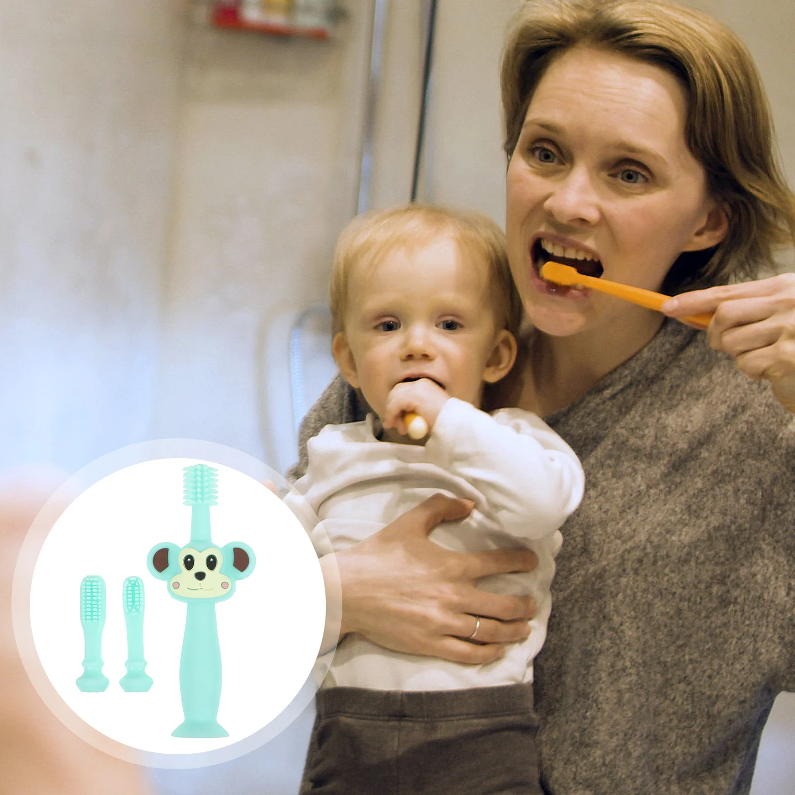 Baby Toothbrush Silicone Green Cartoon Full Bristle Soft Safe Infant Teeth Cleaning Teether Training Toothbrush
Baby Toothbrush Silicone Green Cartoon Full Bristle Soft Safe Infant Teeth Cleaning Teether Training Toothbrush