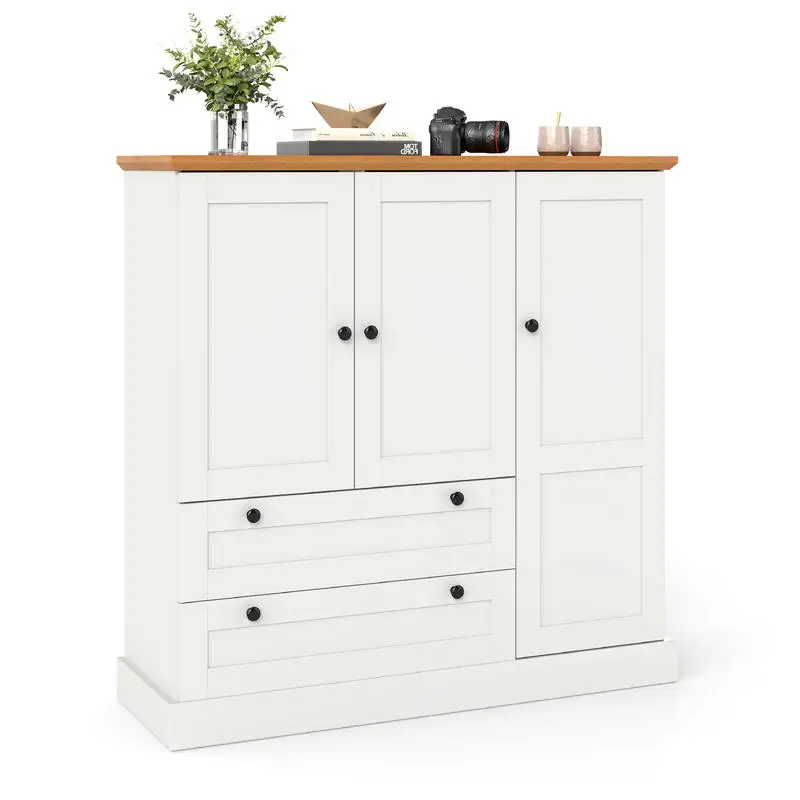 47.5 Inch Kitchen Freestanding Storage Cabinet with 3 Doors and 2 Large Drawers-White
47.5 Inch Kitchen Freestanding Storage Cabinet with 3 Doors and 2 Large Drawers-White