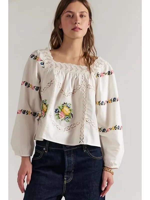 Retro Countryside Sle Women's irt Spring 2026 New Age-Defng Square Collar Lace Embroidery Bubble Sve Long Sve Blouse
Retro Countryside Sle Women's irt Spring 2026 New Age-Defng Square Collar Lace Embroidery Bubble Sve Long Sve Blouse