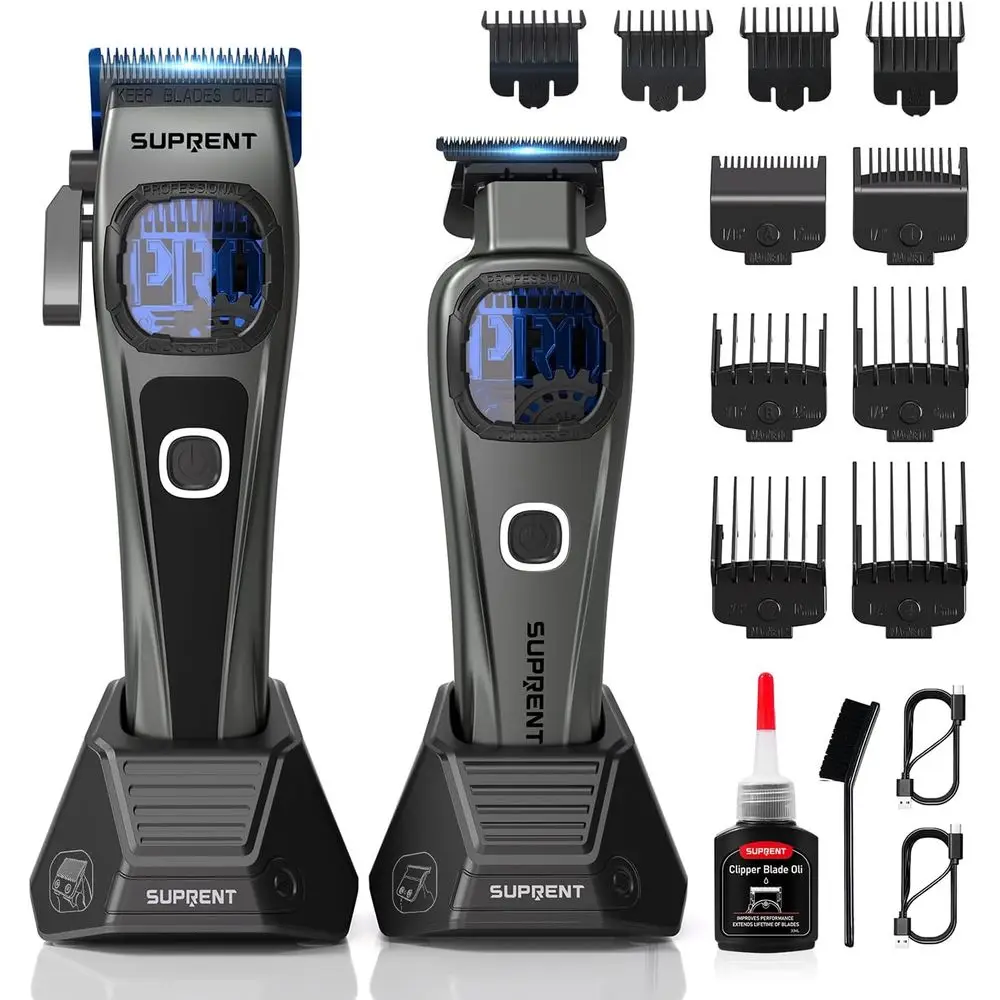 Professional Hair Cutting Kit: Cordless Barber Clippers, Zero-Gap Trimmer with High-Performance Motor and Blue Titanium Blades
Professional Hair Cutting Kit: Cordless Barber Clippers, Zero-Gap Trimmer with High-Performance Motor and Blue Titanium Blades