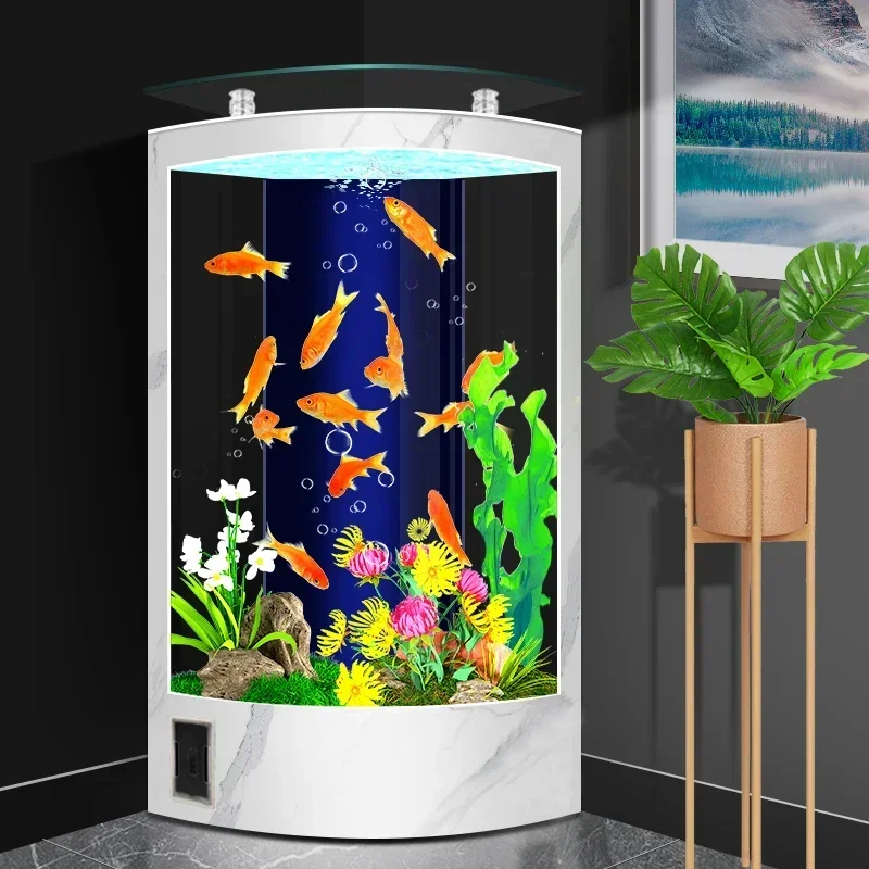 New fan-shaped goldfish tank household living room medium and large vertical floor-to-ceiling glass aquarium
New fan-shaped goldfish tank household living room medium and large vertical floor-to-ceiling glass aquarium
