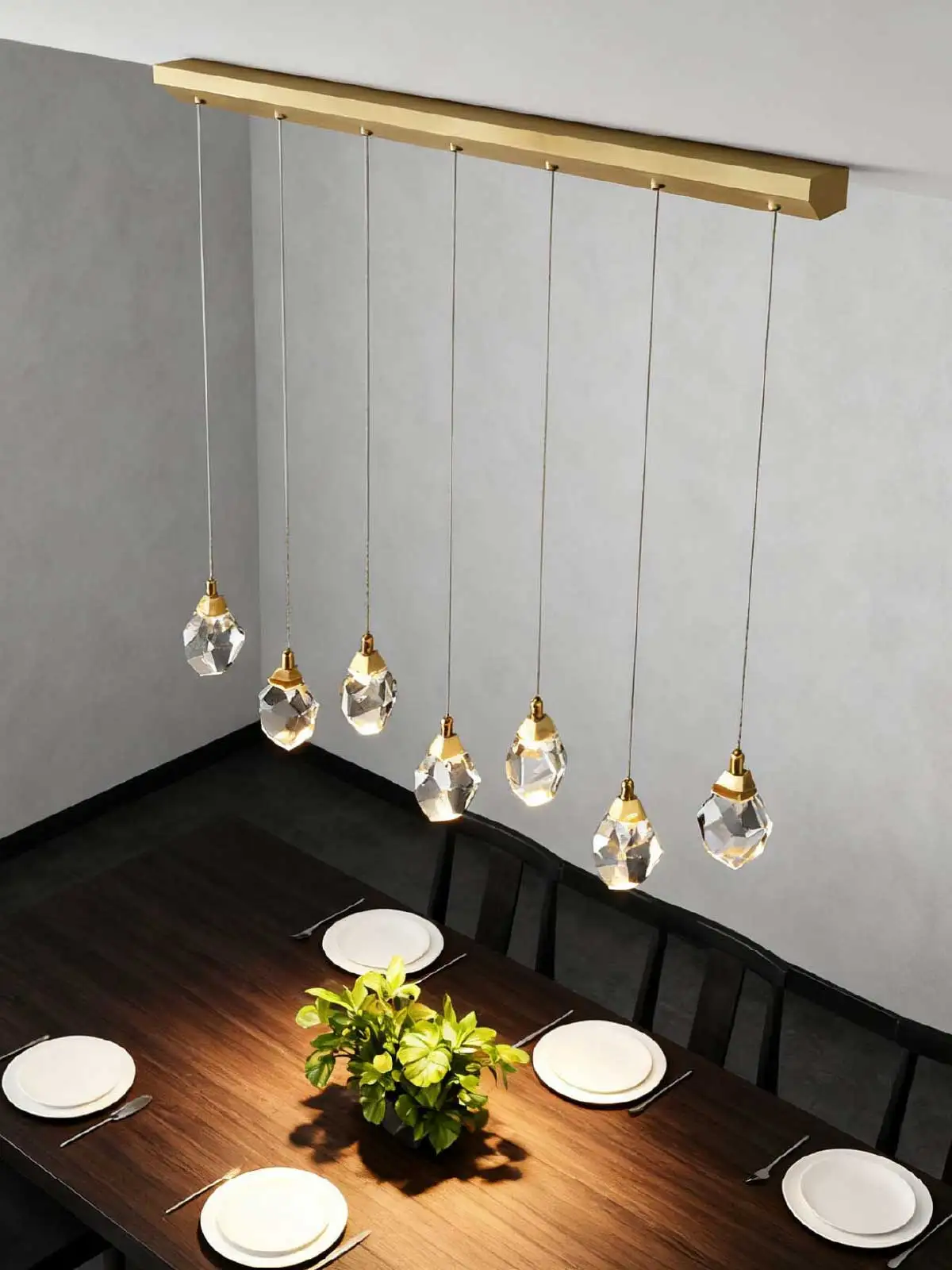 REVEN Nordic Modern Pendant Lamp Brass Crystal Rectangular gold Finish Dimmable Adjustable Ceiling lamp for Kitchen Island 
REVEN Nordic Modern Pendant Lamp Brass Crystal Rectangular gold Finish Dimmable Adjustable Ceiling lamp for Kitchen Island