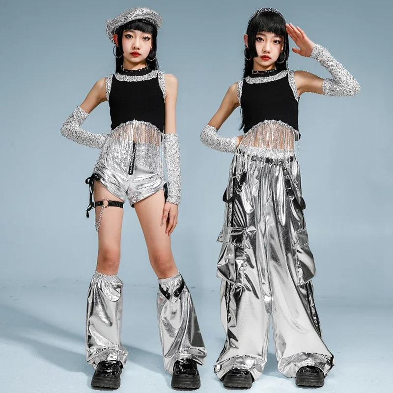 Hip Hop Girls Sequined Tassels Silver Shorts Street Dance Pants Kids K-pop Streetwear Children Jazz Crop Top Clothes Set Costume
Hip Hop Girls Sequined Tassels Silver Shorts Street Dance Pants Kids K-pop Streetwear Children Jazz Crop Top Clothes Set Costume