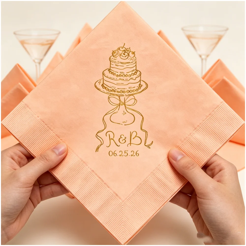 50pcs Custom Gold Foil Wedding Cake Napkins, Personalized Couple Initials & Date Printed Disposable Cocktail Napkins, Multi-Colo
50pcs Custom Gold Foil Wedding Cake Napkins, Personalized Couple Initials & Date Printed Disposable Cocktail Napkins, Multi-Colo