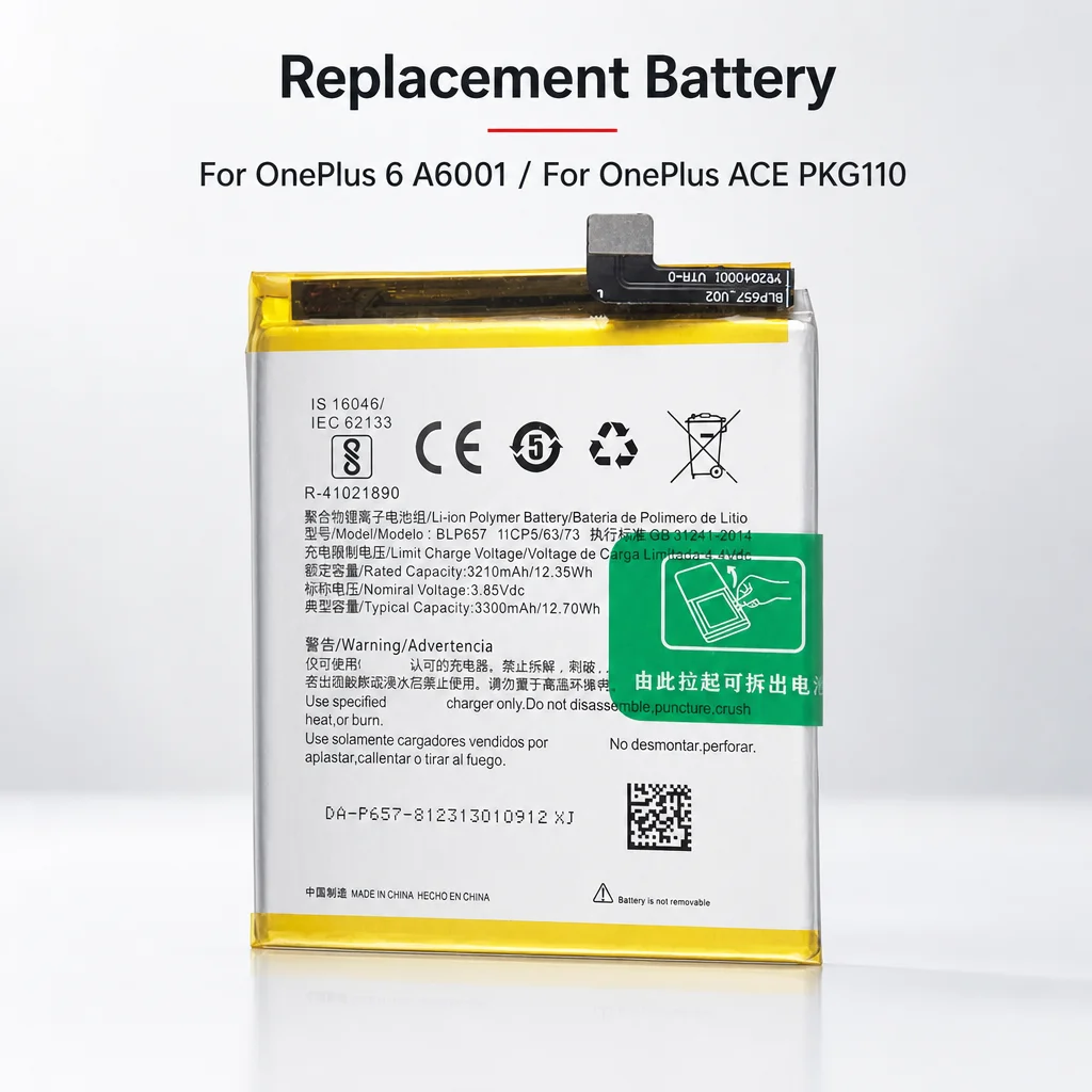 Replacement Battery BLP657 BLPB23 for OnePlus 6 A6001 OnePlus ACE 5 PKG110 Phone Battery
Replacement Battery BLP657 BLPB23 for OnePlus 6 A6001 OnePlus ACE 5 PKG110 Phone Battery