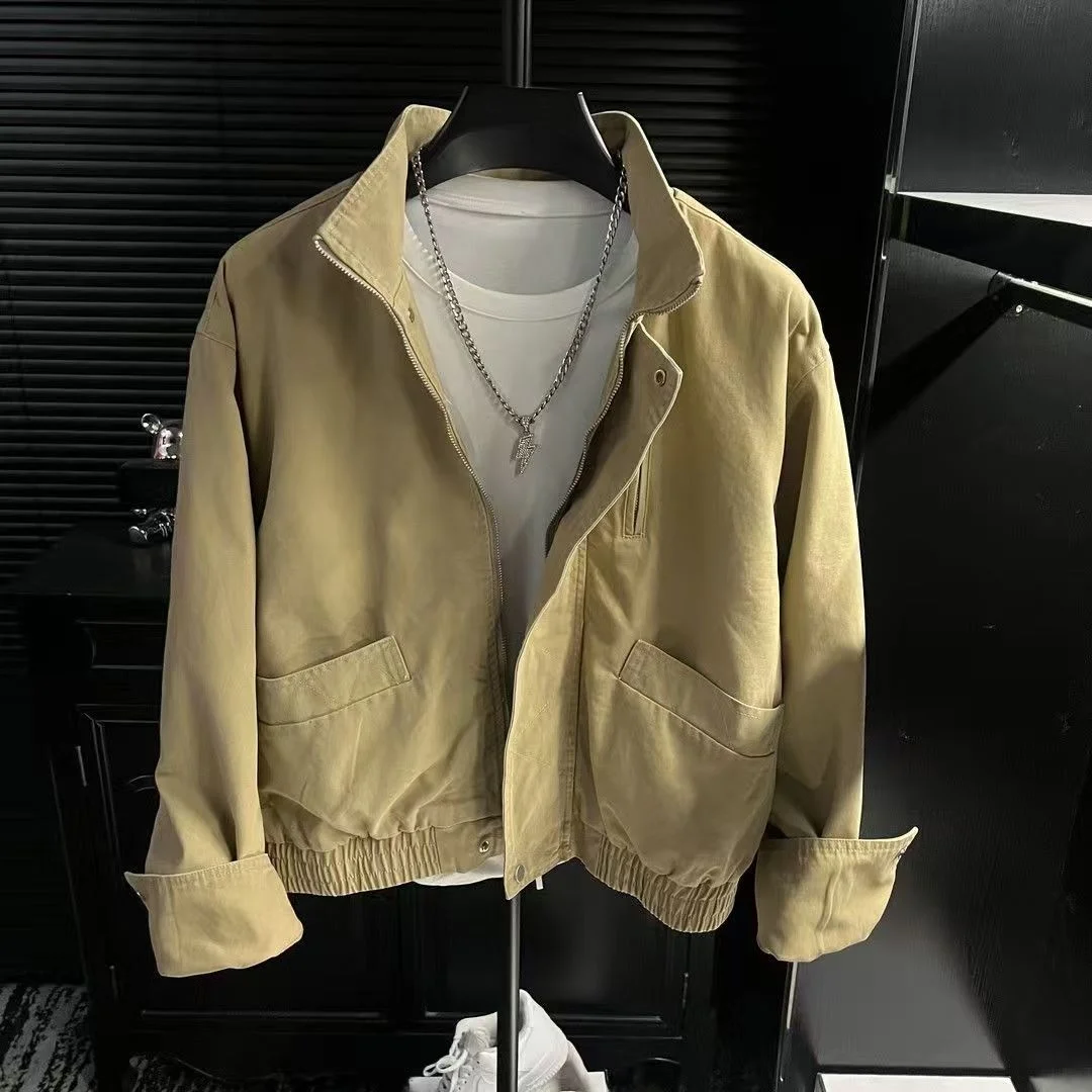 Мужская весенняя рабочая куртка из канваса в американском стиле Cleanfit: модная, винтажная, свободного кроя, с воротником-стойкой, повседневная
Мужская весенняя рабочая куртка из канваса в американском стиле Cleanfit: модная, винтажная, свободного кроя, с воротником-стойкой, повседневная