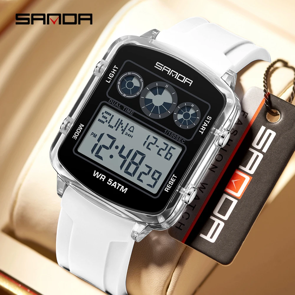 SANDA New 6503 Men's and Women's Watch Fashion Square Dial Countdown Waterproof Watch LED Luminous Digital Sports Watch
SANDA New 6503 Men's and Women's Watch Fashion Square Dial Countdown Waterproof Watch LED Luminous Digital Sports Watch